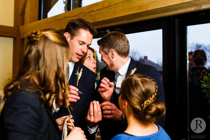 Wedding guests playing games at the Old Kent barn