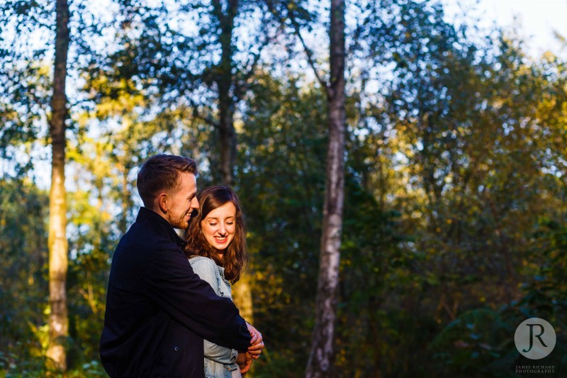 Ryan and Megan hugging lovingly during their engagement photos in Canterbury